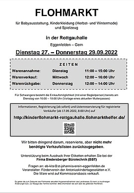 Banner Flohmarkt für Babyausstattung, Kinderkleidung und Spielzeug